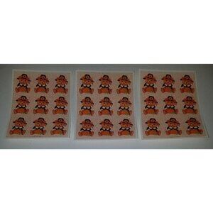 VTG Hallmark Teddy Bear Pilgrim Pumpkin Thanksgiving Stickers ~ Lot of 3 Sheets